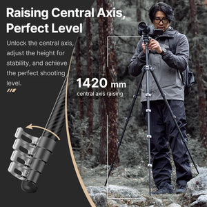 Ulanzi TT09 VideoGo Carbon Fiber Travel Tripod with 360° Panoramic Integrated Leveling Bowl Arca/Claw/F38 Quick Release for DSLR