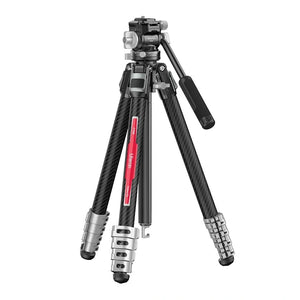 Ulanzi TT09 VideoGo Carbon Fiber Travel Tripod with 360° Panoramic Integrated Leveling Bowl Arca/Claw/F38 Quick Release for DSLR