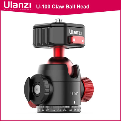 Ulanzi U-100 Quick Release Ballhead Tripod Heads DSLR Gimbal Slider Tripod Quick Switch Ballhead Extend Cold Shoe for LED Light