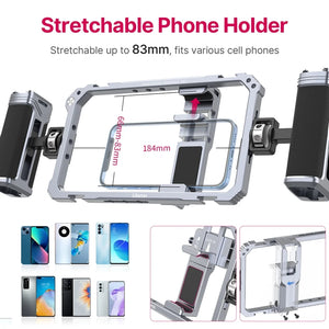 Ulanzi Universal Smartphone Video Rig Phone Cage with Dual Hand Grip Phone Vlog for iPhone Android Smartphone Photography