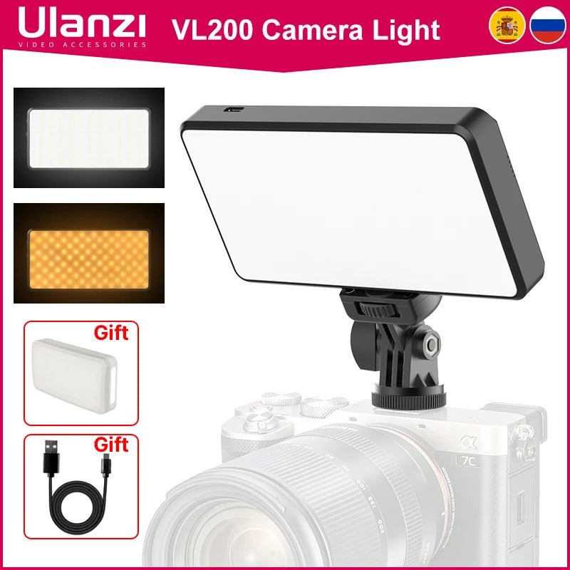 Ulanzi VL200 5000mAh Camera Video Light 2500K-9000K 8W Recharagble Youtube Live Makeup Lighting Samrtphone Fill Lights