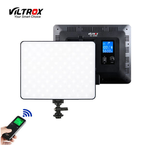 VILROX 30W VL-200T Bi-color Dimmable Wireless remote LED Video Light Panel Lighting Kit+75" Light Stand for studio shooting