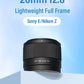 VILTROX 20mm F2.8 Camera Lens Full Frame Ultra Wide Angle Auto Focus VLOG Lens For Sony E A7C A6400 EV-Z10 Nikon Z Camera Z30 Z6