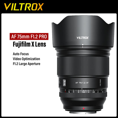 VILTROX 75mm F1.2 Fuji X Lens Auto Focus Large Aperture Portrait APS-C for Fujifilm X-T4 T100 X-H2S X-T30 X-Pro3