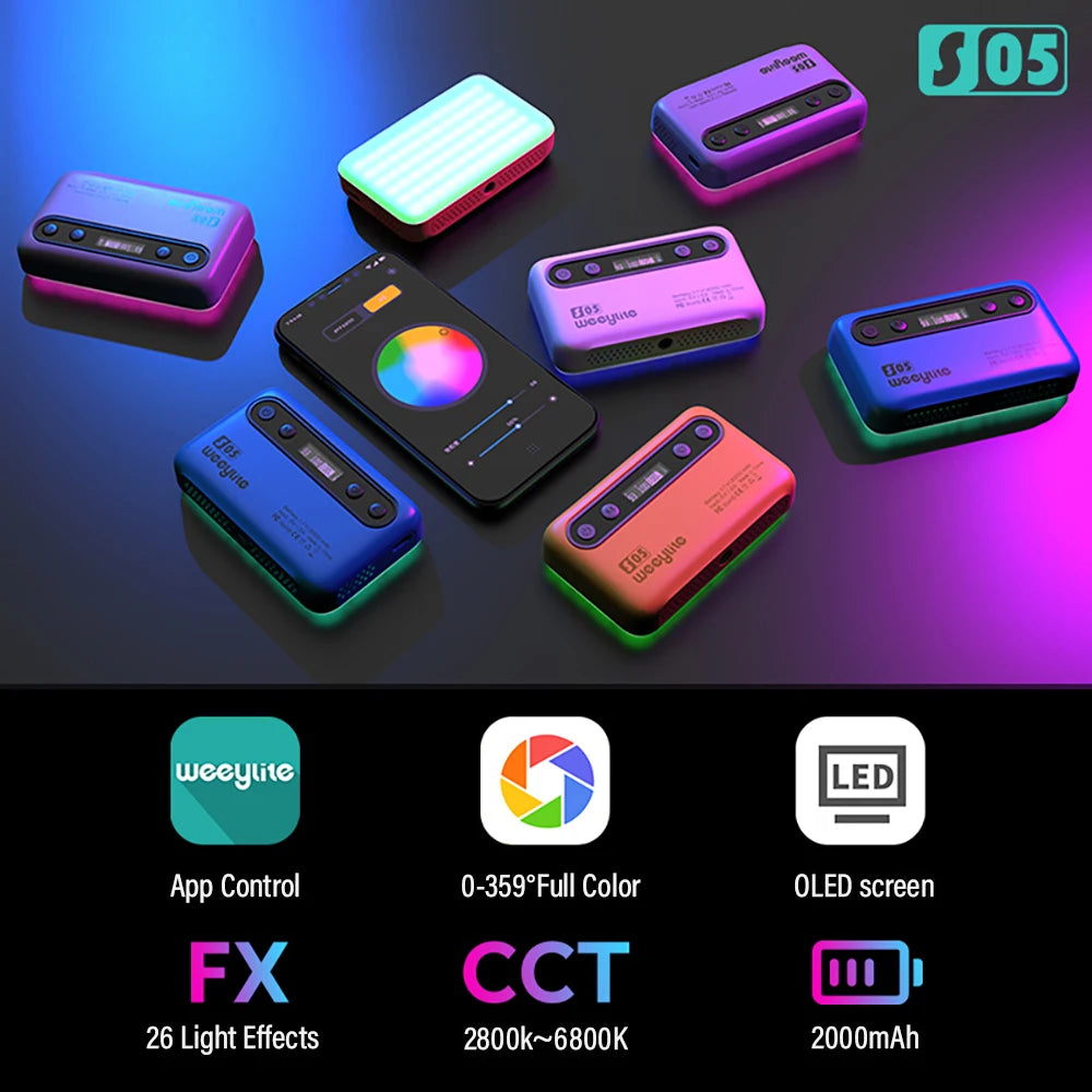 S05 RGB Photography Lighting, APP Control Portable Led Lighting P 並行輸入品 VILTROX Weeylite S05 RGB LED Video Light Mini Camera Fill Light