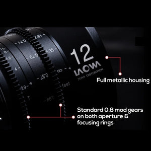 Venus Optics Laowa 12mm T2.9 Zero-D Cine Lens for Sony E Canon EF Canon RF Nikon Z Leica L PL Mount Camera Lens