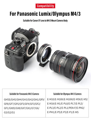 Viltrox Canon EF Lens to M43 MTF Mount Camera 0.71x Speed Booster Focal Reducer Lens Adapter Auto Focus for GH4 GH5 GF6 BMCC