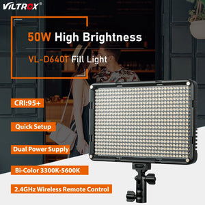 Viltrox VL-D640T 50W LED Light Panel Photography Light Panel 3300k-5600k Bi-color Wireless Remote Studio Video Shooting Light