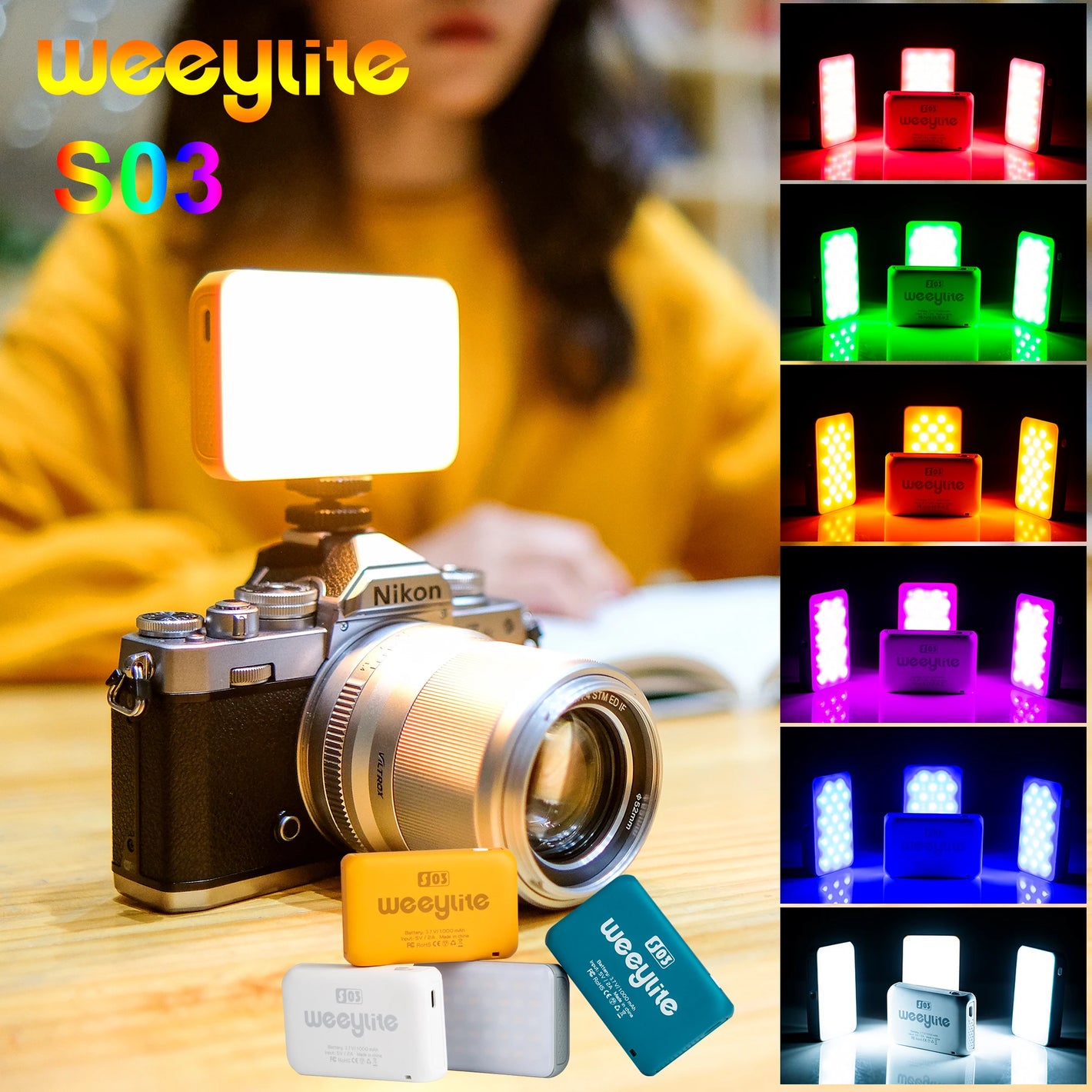 Viltrox Weeylite S03 Pocket Mini LED RGB Video Light Panel Lamp Camera Photo Lighting for Makeup Photo Smartphone Selfie