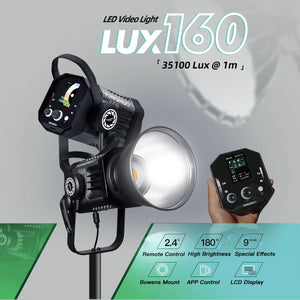 YONGNUO LUX160 180W COB Outdoor LED Video Light Bowens Mount Studio Lamp With Softbox Power Adapter